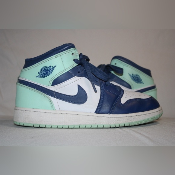 Nike "Blue Mint/Mystic Navy" Air Jordan 1 Mid GS Youth 6.5 - Picture 7 of 9